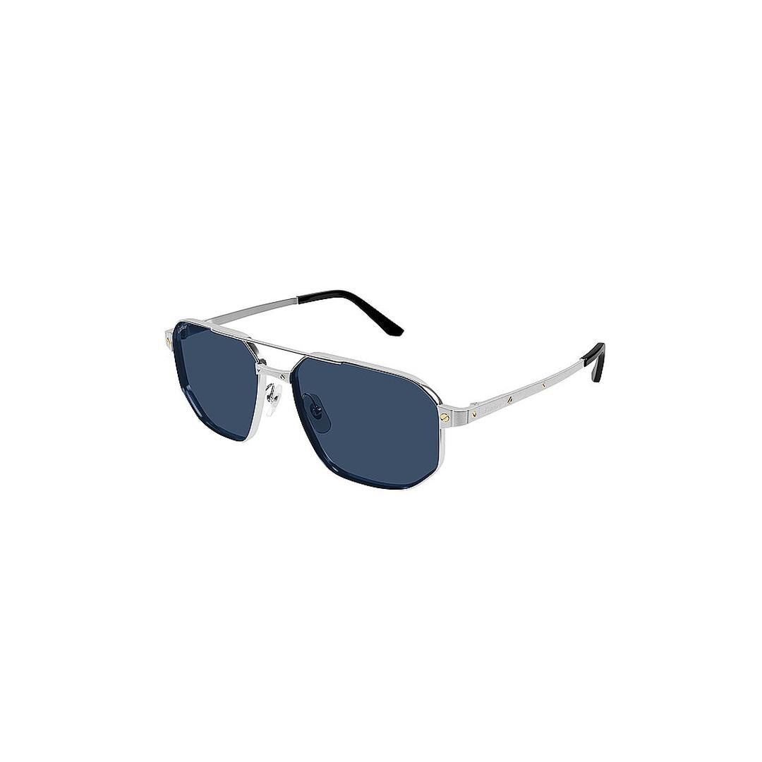 Cartier Eyewear Ct0462s Santos De Cartier 002 Silver Blue Sunglasses