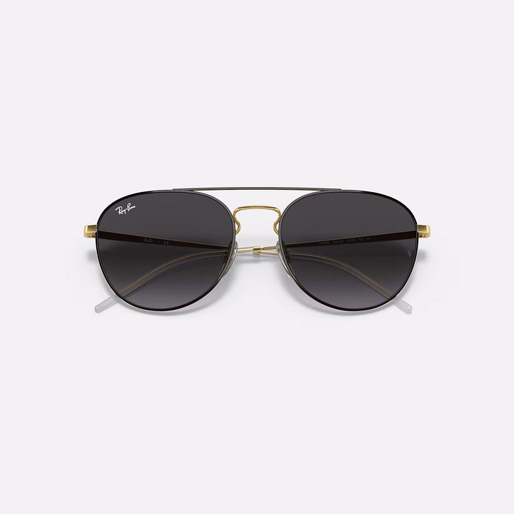 RAY-BAN RB3589 Sunglasses - Unisex, Full-Rim, Black On Gold