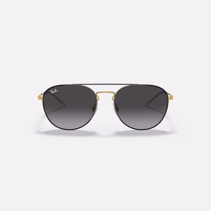 RAY-BAN RB3589 Sunglasses - Unisex, Full-Rim, Black On Gold
