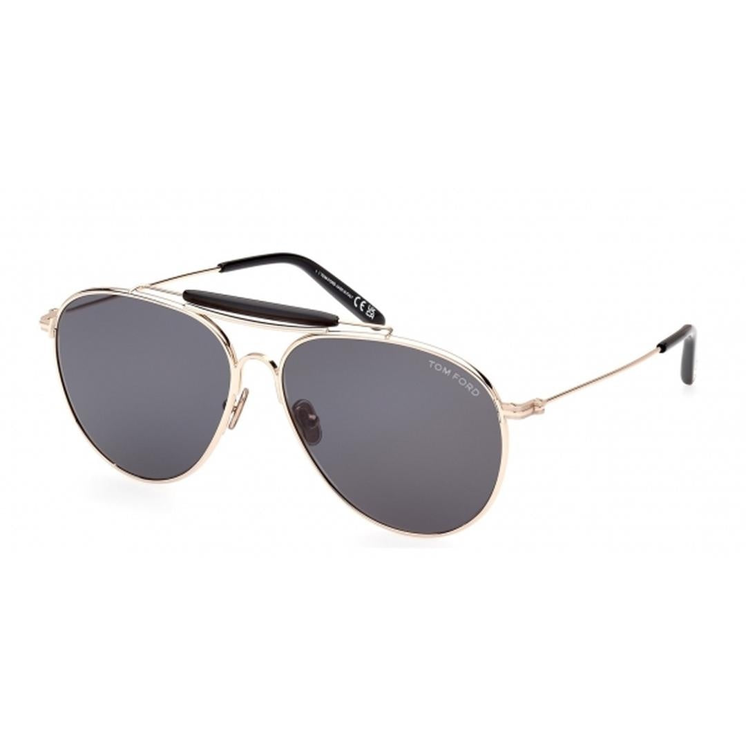Tom Ford Men Aviator Shiny Rose Gold Smoke Grey Raphael FT0995