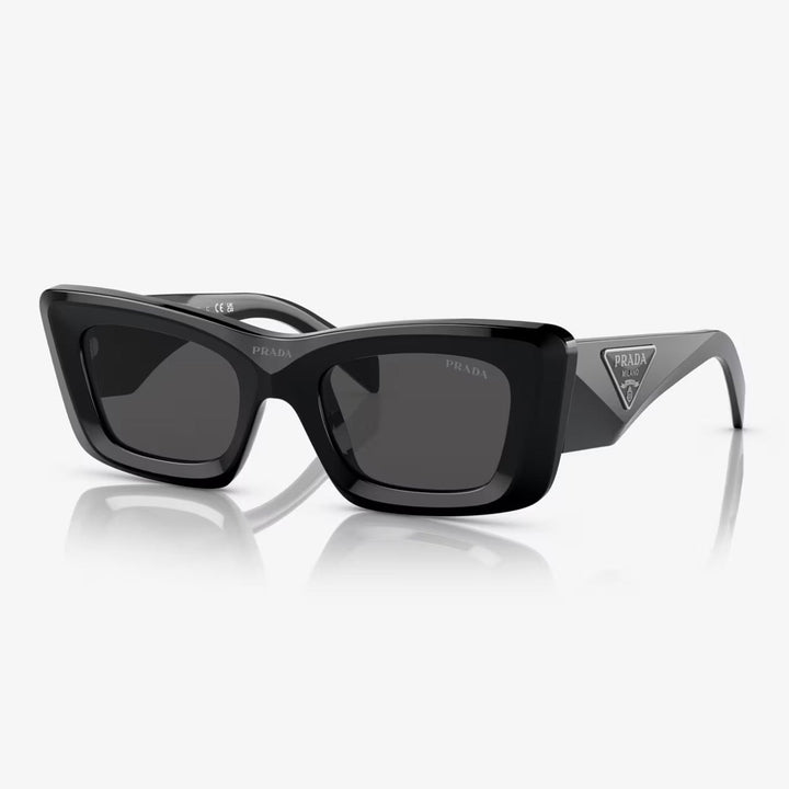 Prada PR 13ZS 1AB5S0 50 Women's Cat-Eye Sunglasses - Black Acetate Frame, Dark Grey Lenses