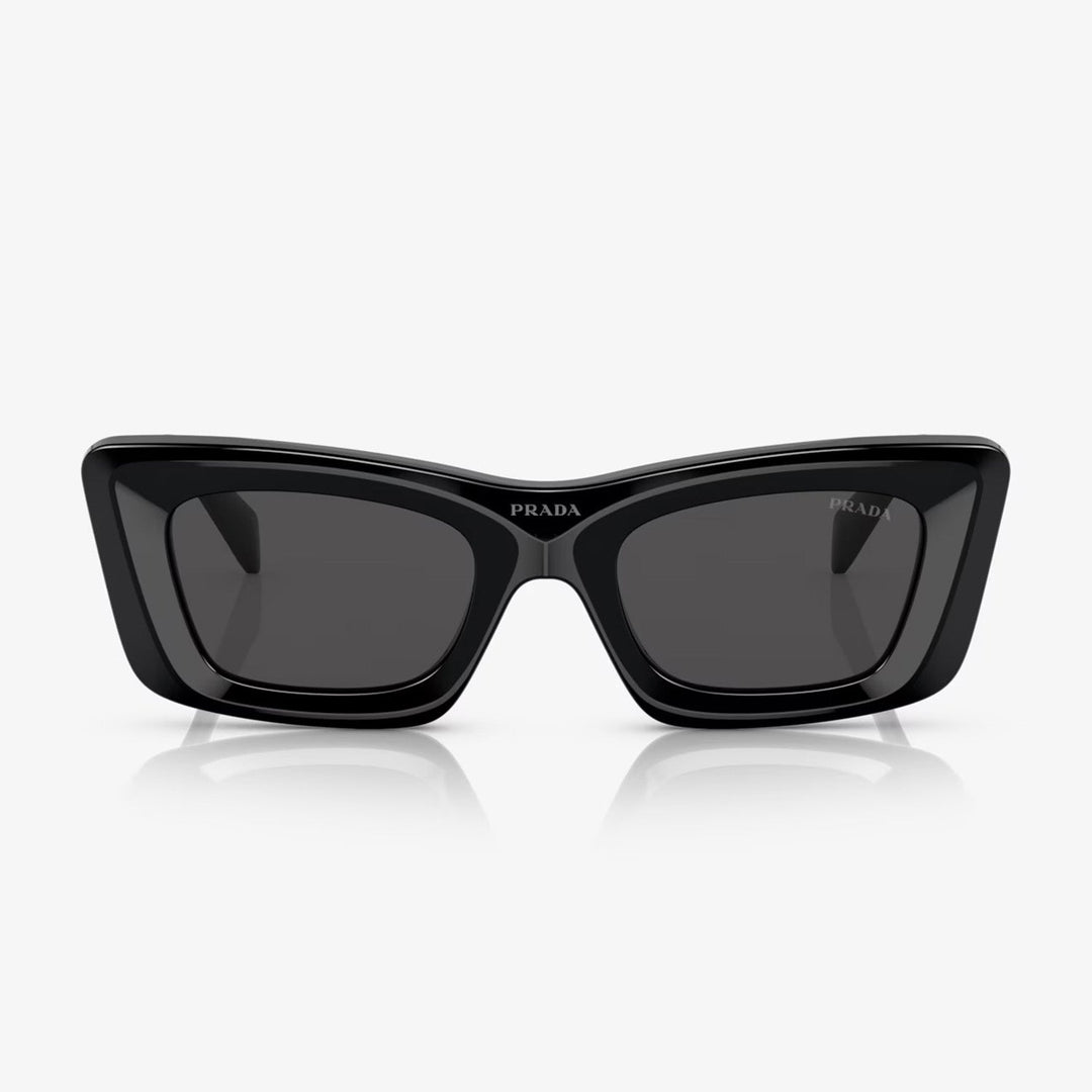 Prada PR 13ZS 1AB5S0 50 Women's Cat-Eye Sunglasses - Black Acetate Frame, Dark Grey Lenses