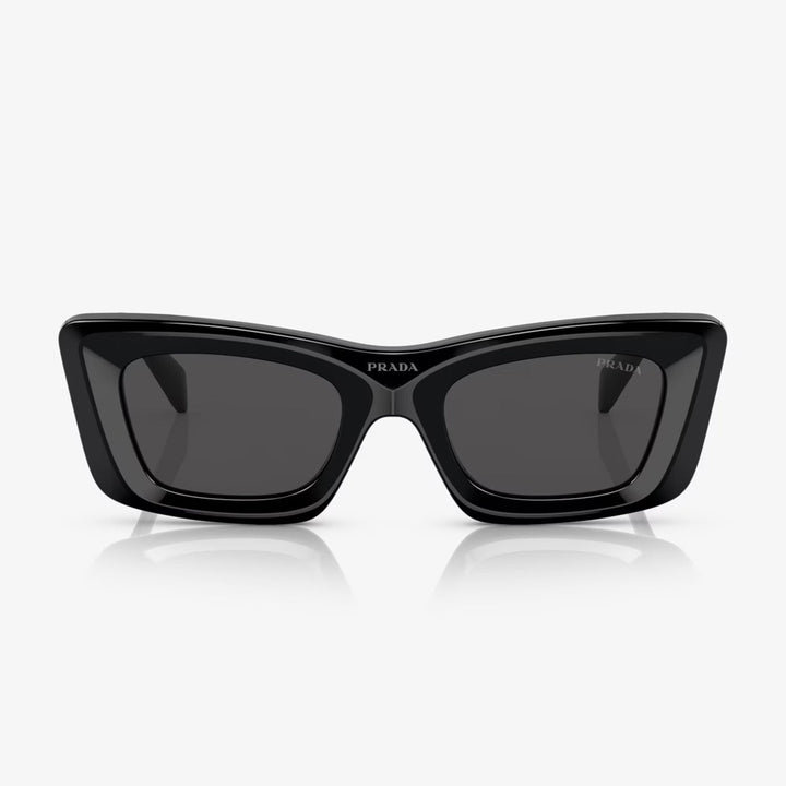 Prada PR 13ZS 1AB5S0 50 Women's Cat-Eye Sunglasses - Black Acetate Frame, Dark Grey Lenses