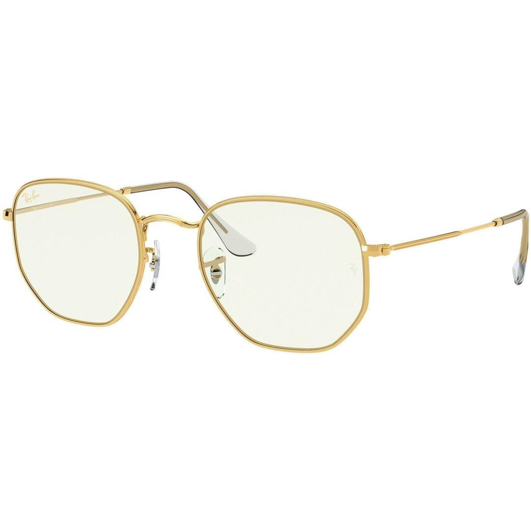 Ray-Ban Hexagonal 3548 Sunglasses 9196BF - Gold - Clear/blue Light Filter Unisex Irregular