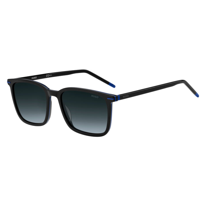 HUGO HG 1168/S Sunglasses - Black Blue Acetate Frame, Dark Gray Shaded Lenses