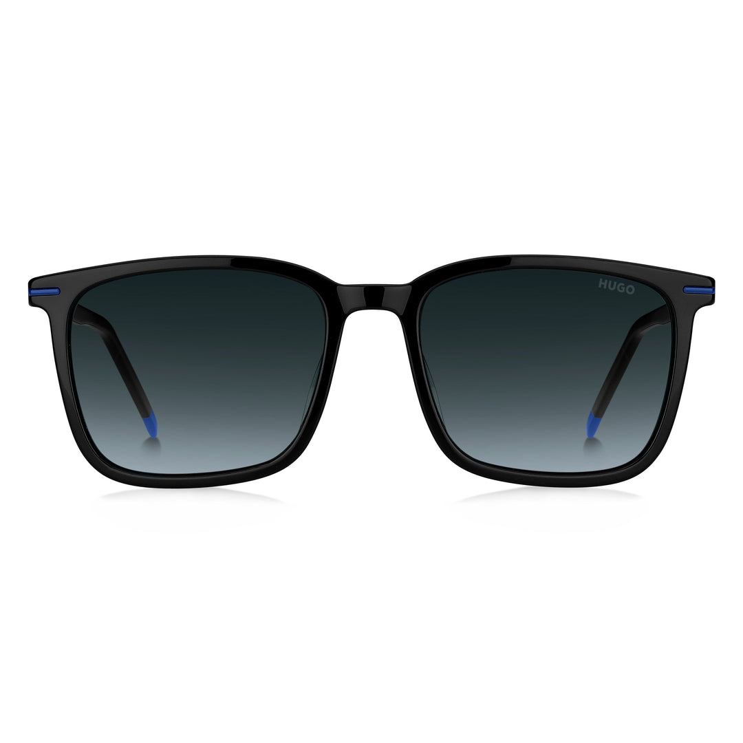 HUGO HG 1168/S Sunglasses - Black Blue Acetate Frame, Dark Gray Shaded Lenses