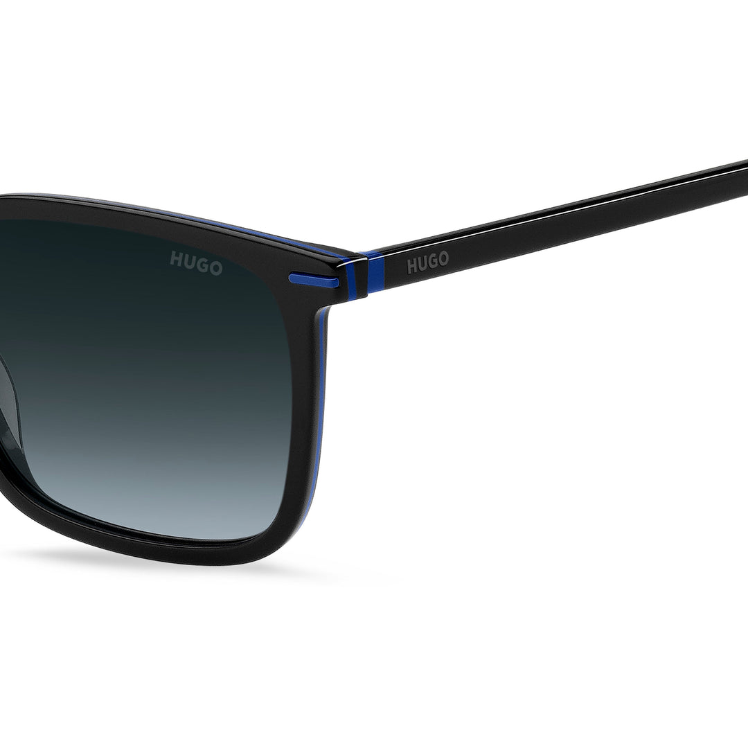 HUGO HG 1168/S Sunglasses - Black Blue Acetate Frame, Dark Gray Shaded Lenses