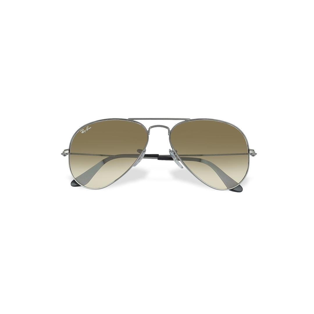 Ray-Ban Men Aviator Gunmetal Brown Gradient Sunglasses in Grey