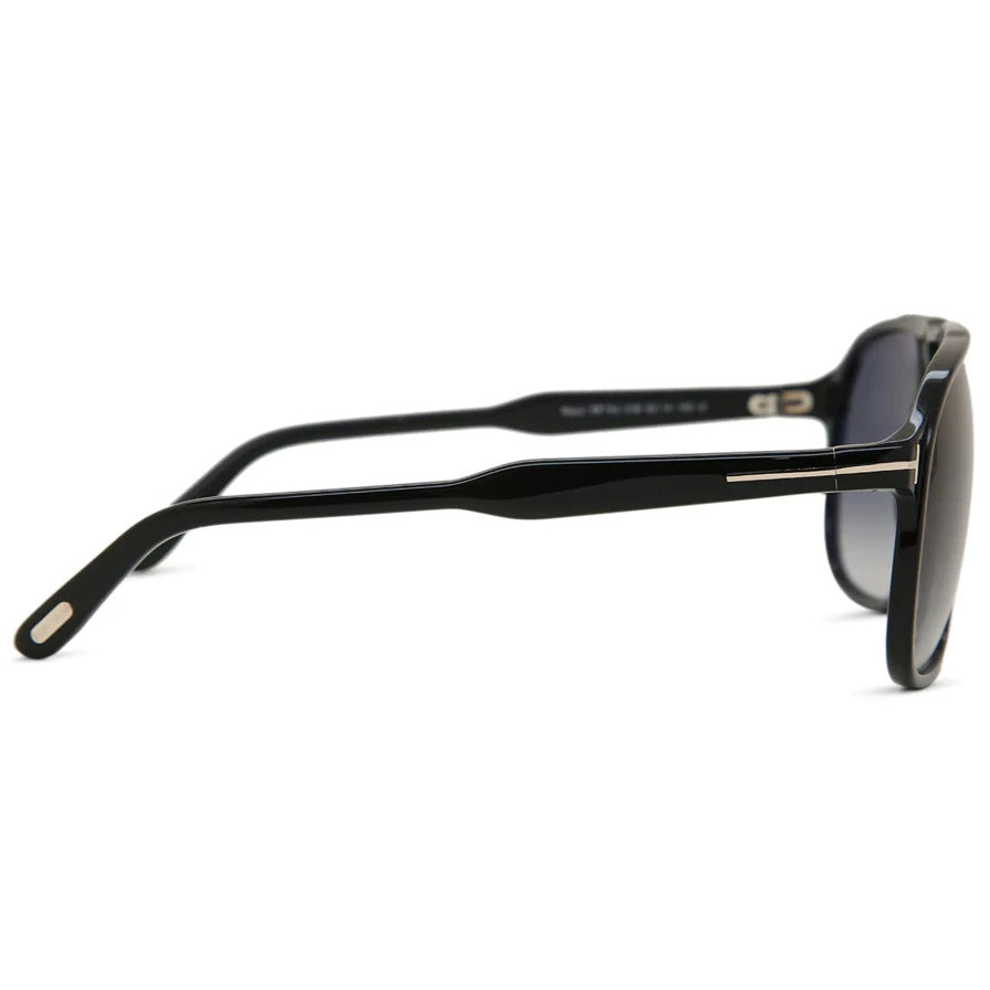 Tom Ford Raoul FT0753-01B 62 Sunglasses - Shiny Black Aviator, Gradient Smoke Lenses