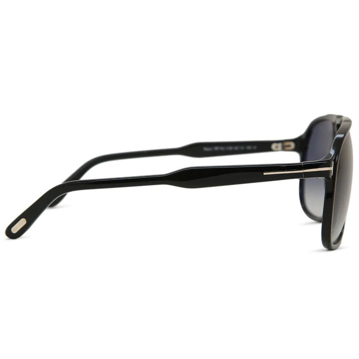 Tom Ford Raoul FT0753-01B 62 Sunglasses - Shiny Black Aviator, Gradient Smoke Lenses