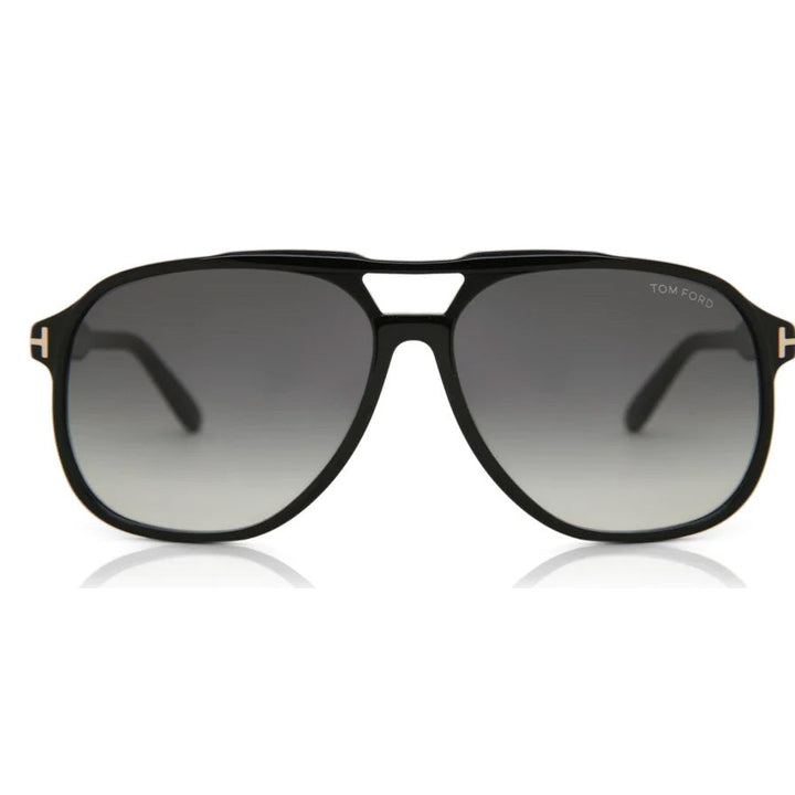 Tom Ford Raoul FT0753-01B 62 Sunglasses - Shiny Black Aviator, Gradient Smoke Lenses