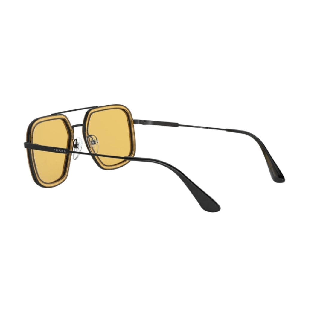 Prada PR 57XS 03A0B7 54 Men's Sunglasses - Orange Gunmetal Square Frame, Yellow Lenses