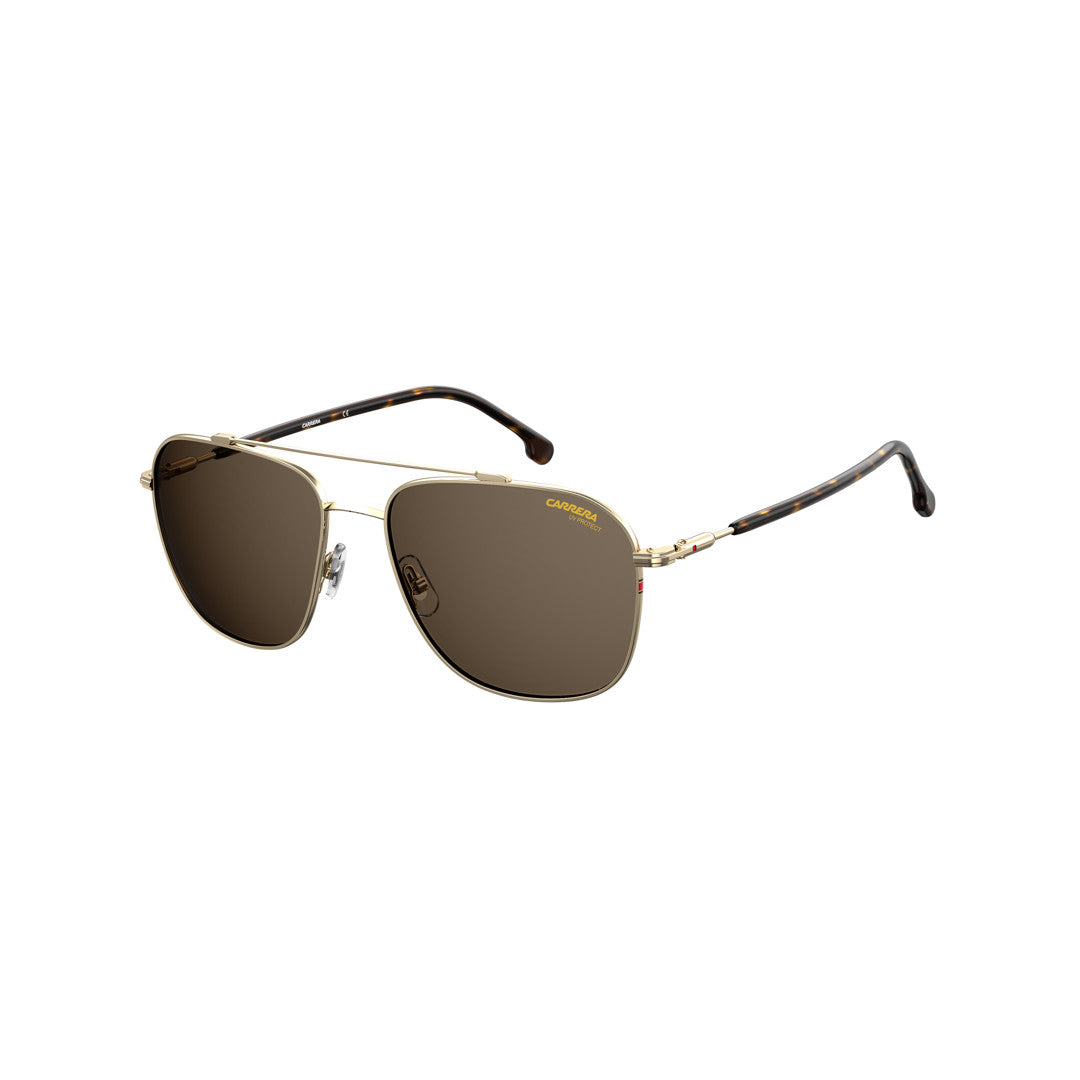 كاريرا 234/S 203065pef58qt إطار نظارة شمسية معدني للرجال، إطار كامل، شكل طيار، لون ذهبي أخضر، مع عدسات خضراء بلون موحد غير مستقطبة 58-17-145