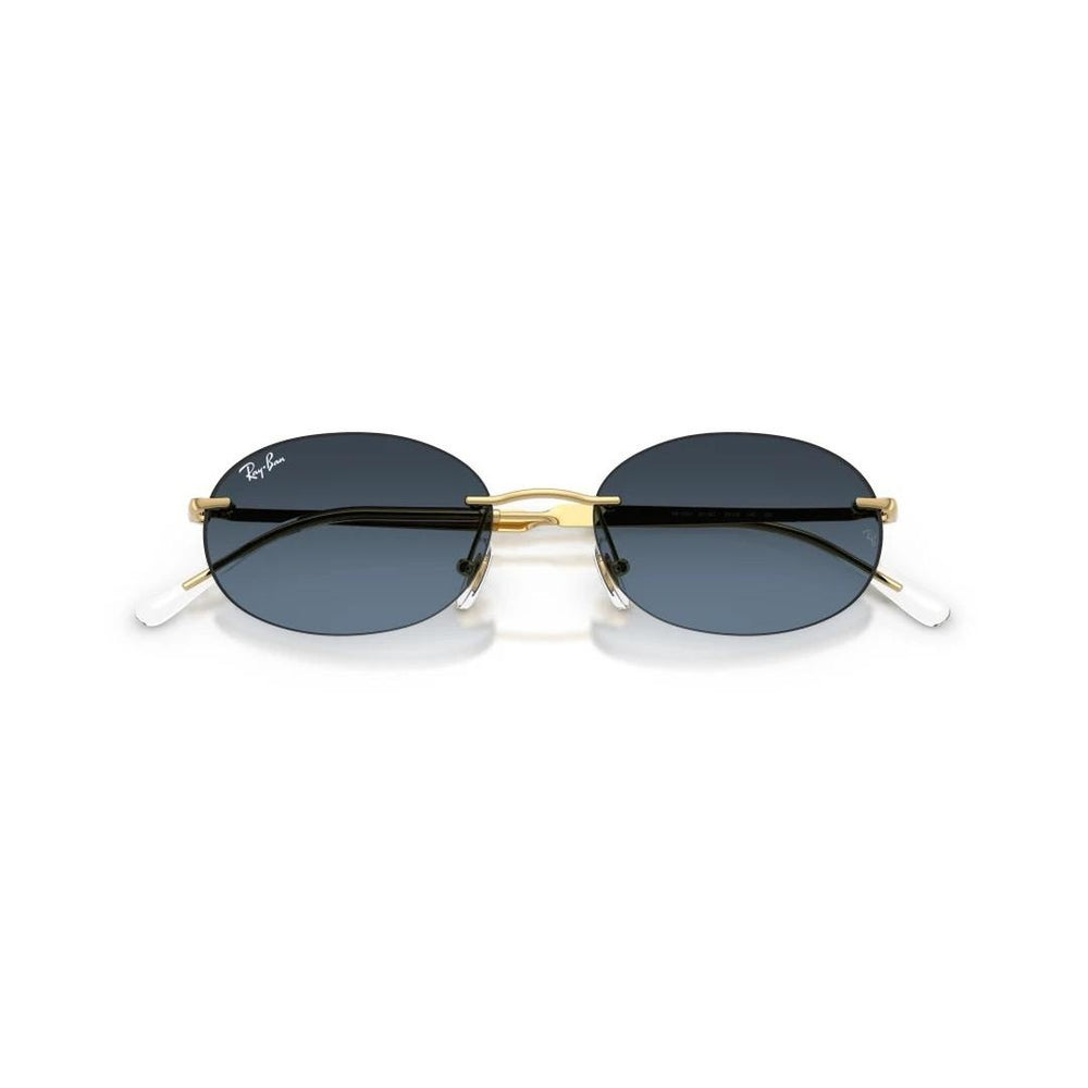 Ray-Ban Oval Sunglasses with Blue Lens in Arista Gold