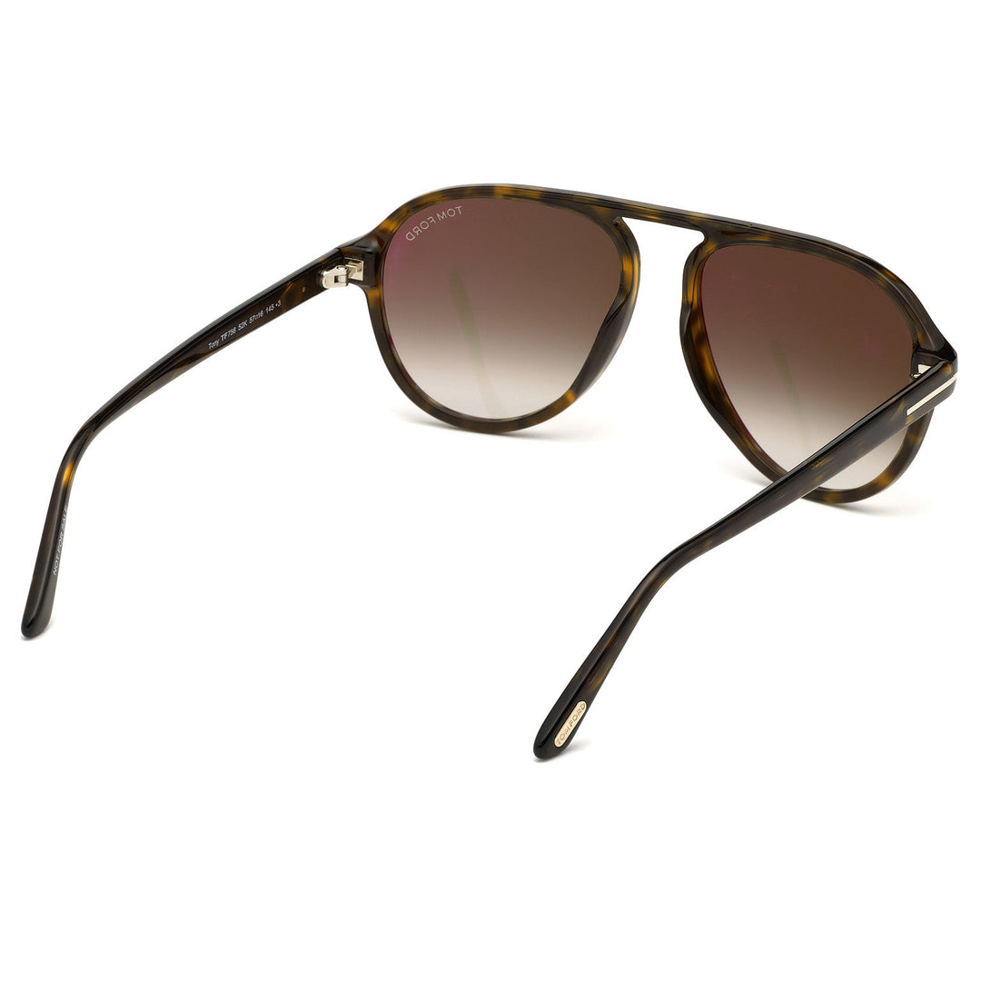 Tom Ford Tony FT0756 52K 57 Sunglasses - Dark Havana Pilot Frame, Roviex Gradient Lenses