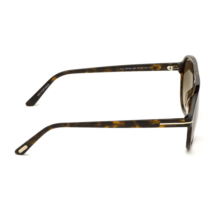 Tom Ford Tony FT0756 52K 57 Sunglasses - Dark Havana Pilot Frame, Roviex Gradient Lenses
