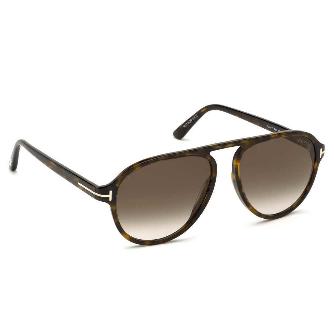 Tom Ford Tony FT0756 52K 57 Sunglasses - Dark Havana Pilot Frame, Roviex Gradient Lenses