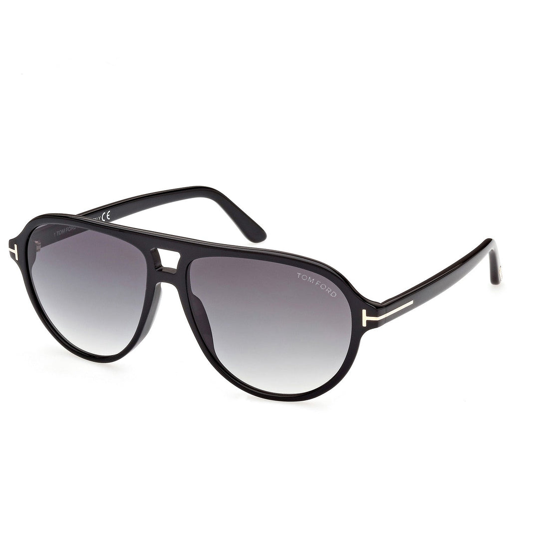 Tom Ford Jeffrey FT0932/01B 59 Sunglasses - Shiny Black Frame, Gradient Smoke Lenses