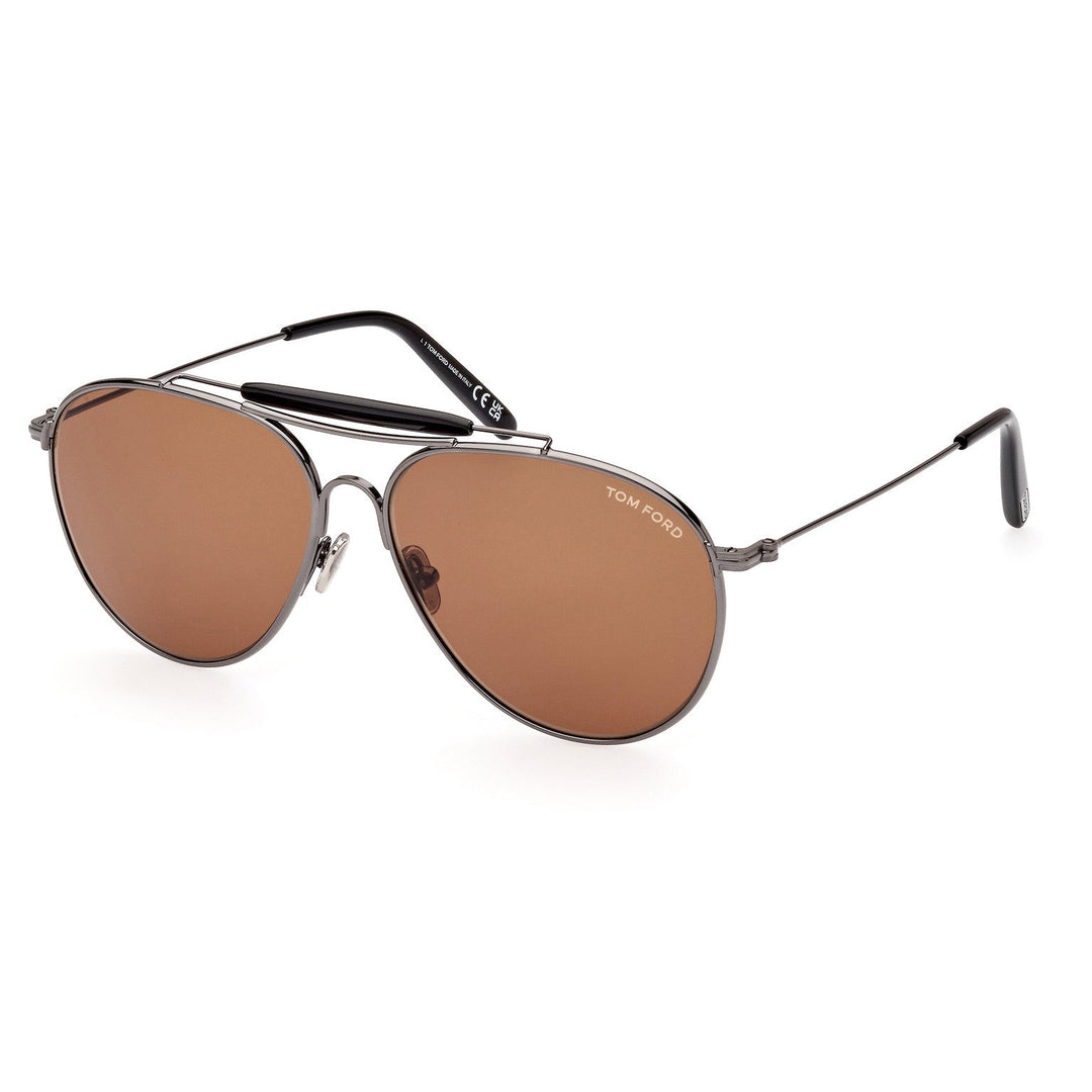 Tom Ford Raphael FT0995-08E 59 Sunglasses - Shiny Gunmetal Frame, Brown Lenses