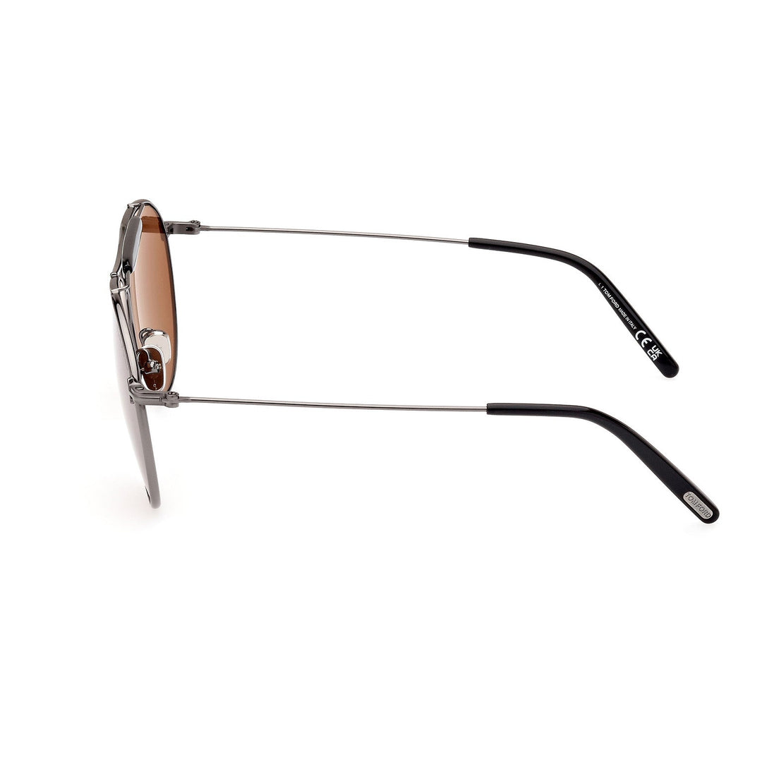 Tom Ford Raphael FT0995-08E 59 Sunglasses - Shiny Gunmetal Frame, Brown Lenses
