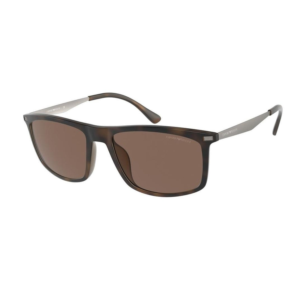 EMPORIO ARMANI Women's Rectangular Injected Mens Sunglasses MATTE GREY Brown