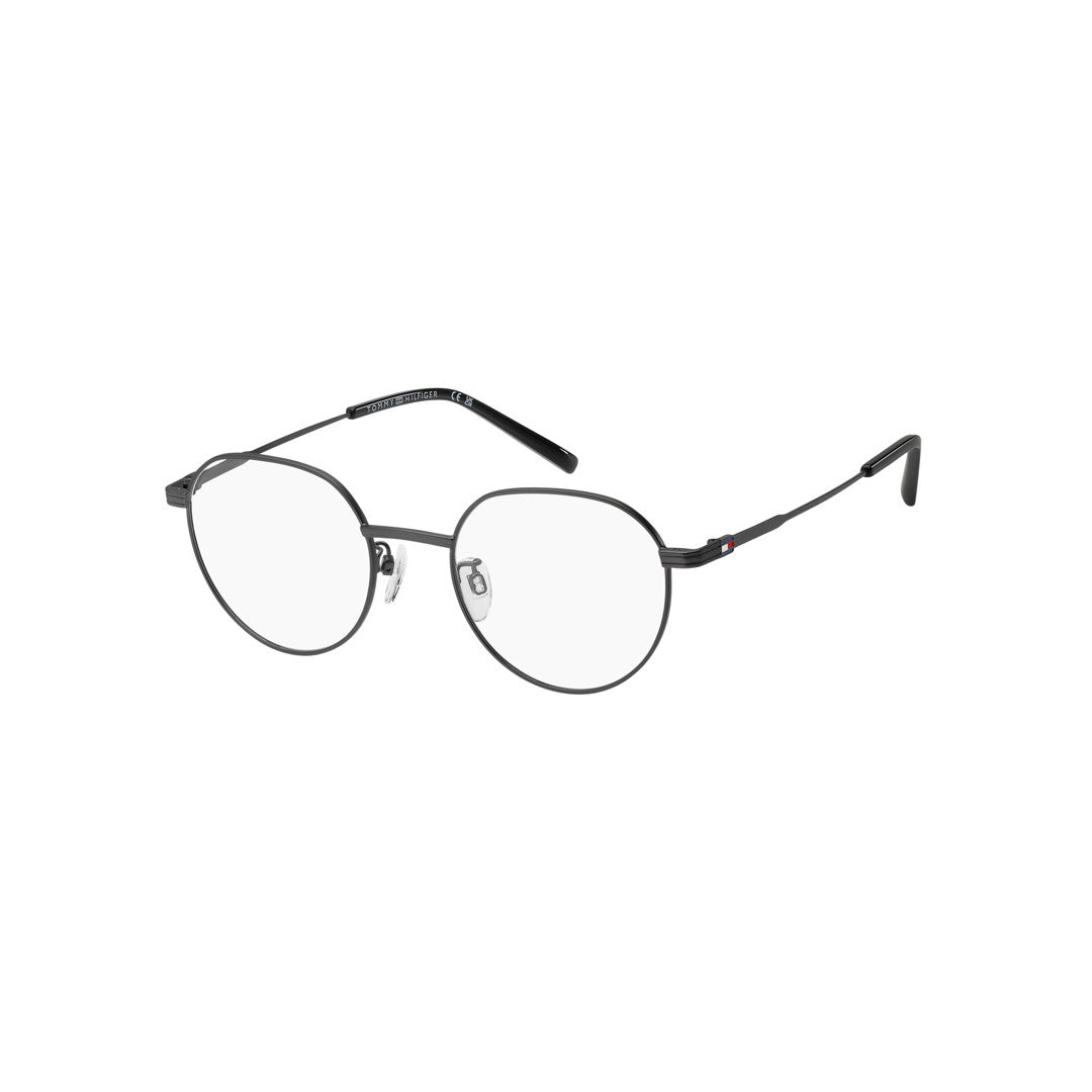 TOMMY HILFIGER OPTICAL FRAMES TH2301/F ROUND GEOMETRICAL TITANIUM ALLOY MATTE RUTHENIUM BLACK For MAN 51-21-150