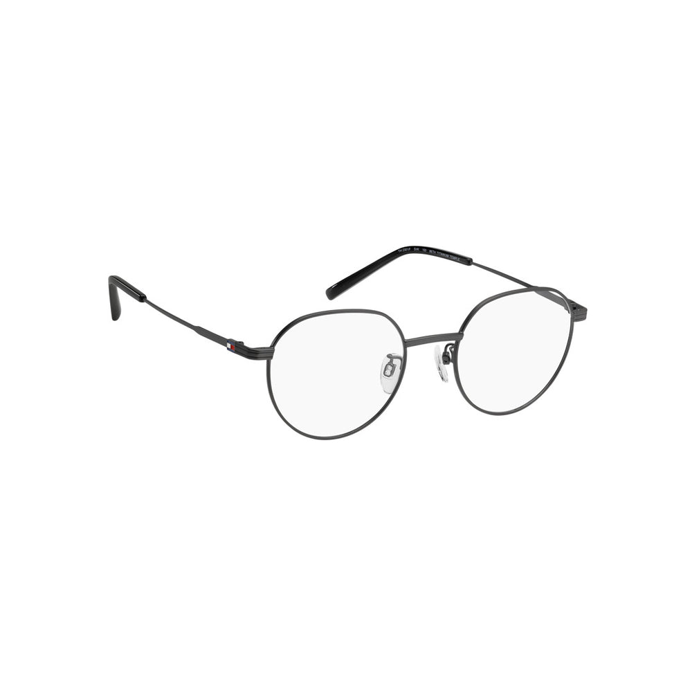 TOMMY HILFIGER OPTICAL FRAMES TH2301/F ROUND GEOMETRICAL TITANIUM ALLOY MATTE RUTHENIUM BLACK For MAN 51-21-150