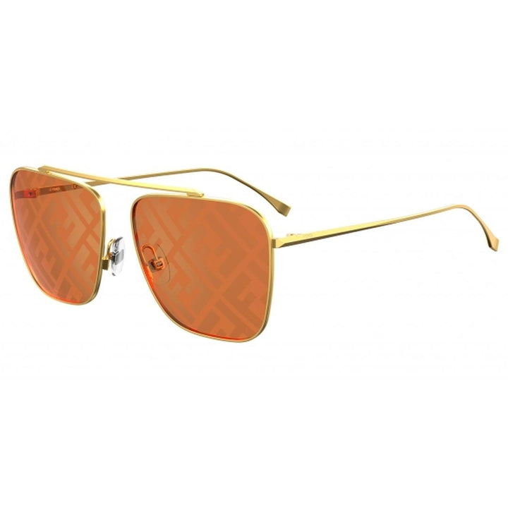 Fendi 61mm Lenticular Lens Navigator Sunglasses in Gold/Orange Decor at Nordstrom
