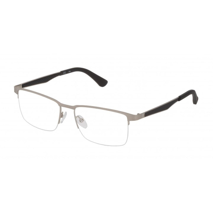 Fila Mens Brushed Silver Rectangle Plastic Metal Eyewear Frame VF9969 0S80. 54mm