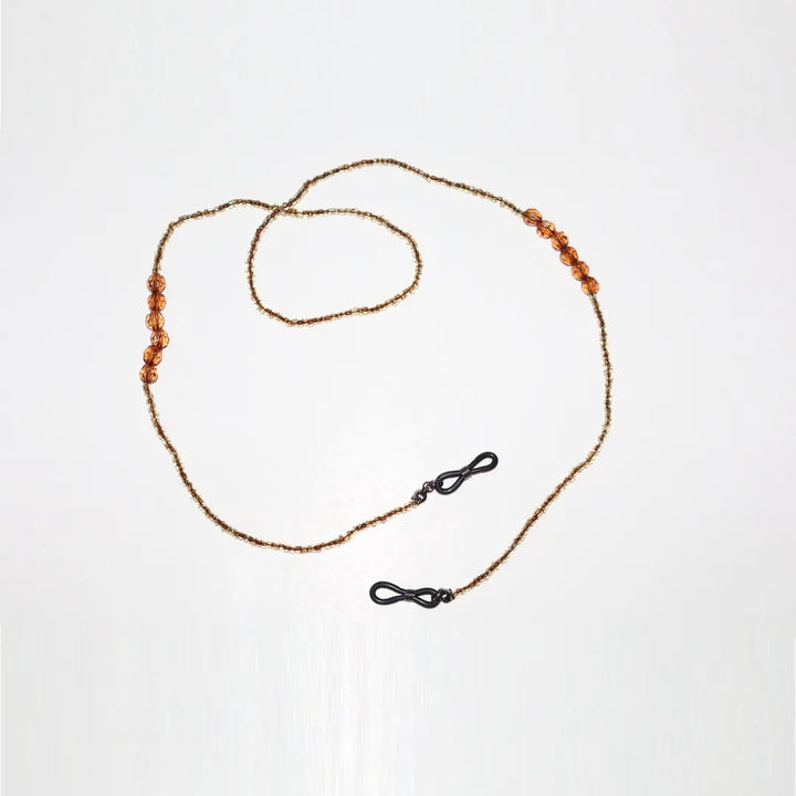 Handmade Amber Crystal & Seed Beads Glasses Chain
