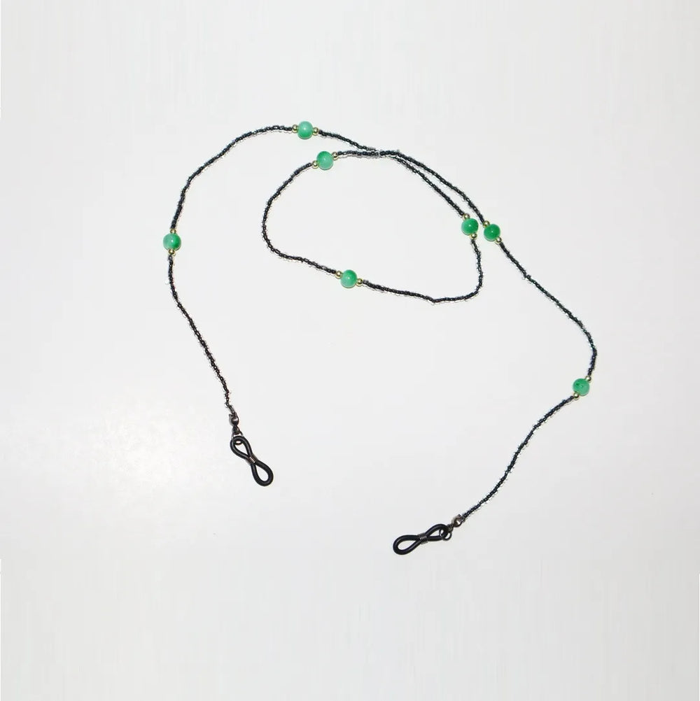 Handmade Black & Green Beads Glasses Chain