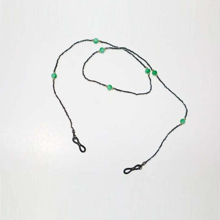 Handmade Black & Green Beads Glasses Chain