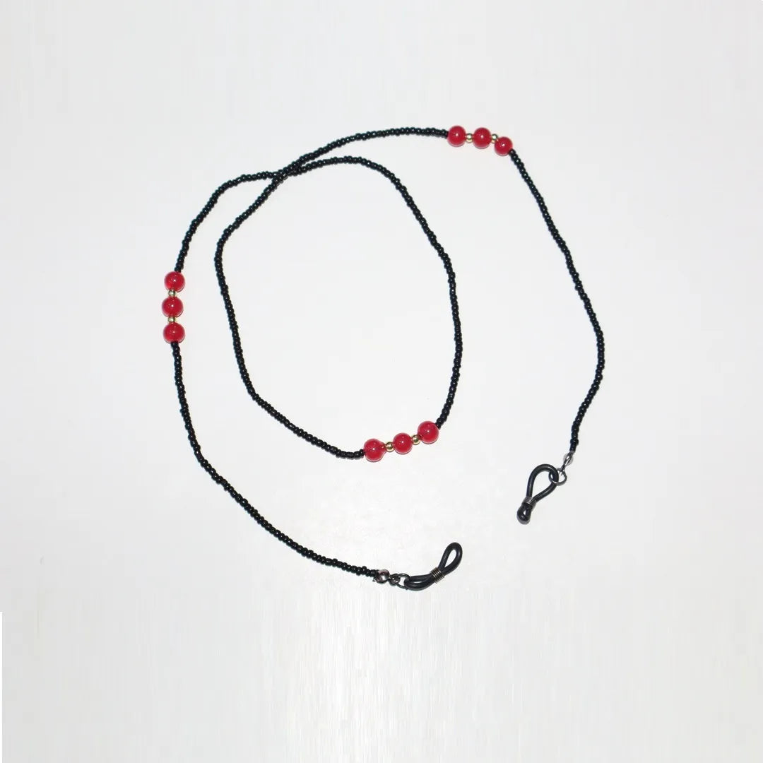Handmade Black & Red Beads Glasses Chain