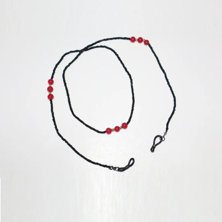 Handmade Black & Red Beads Glasses Chain
