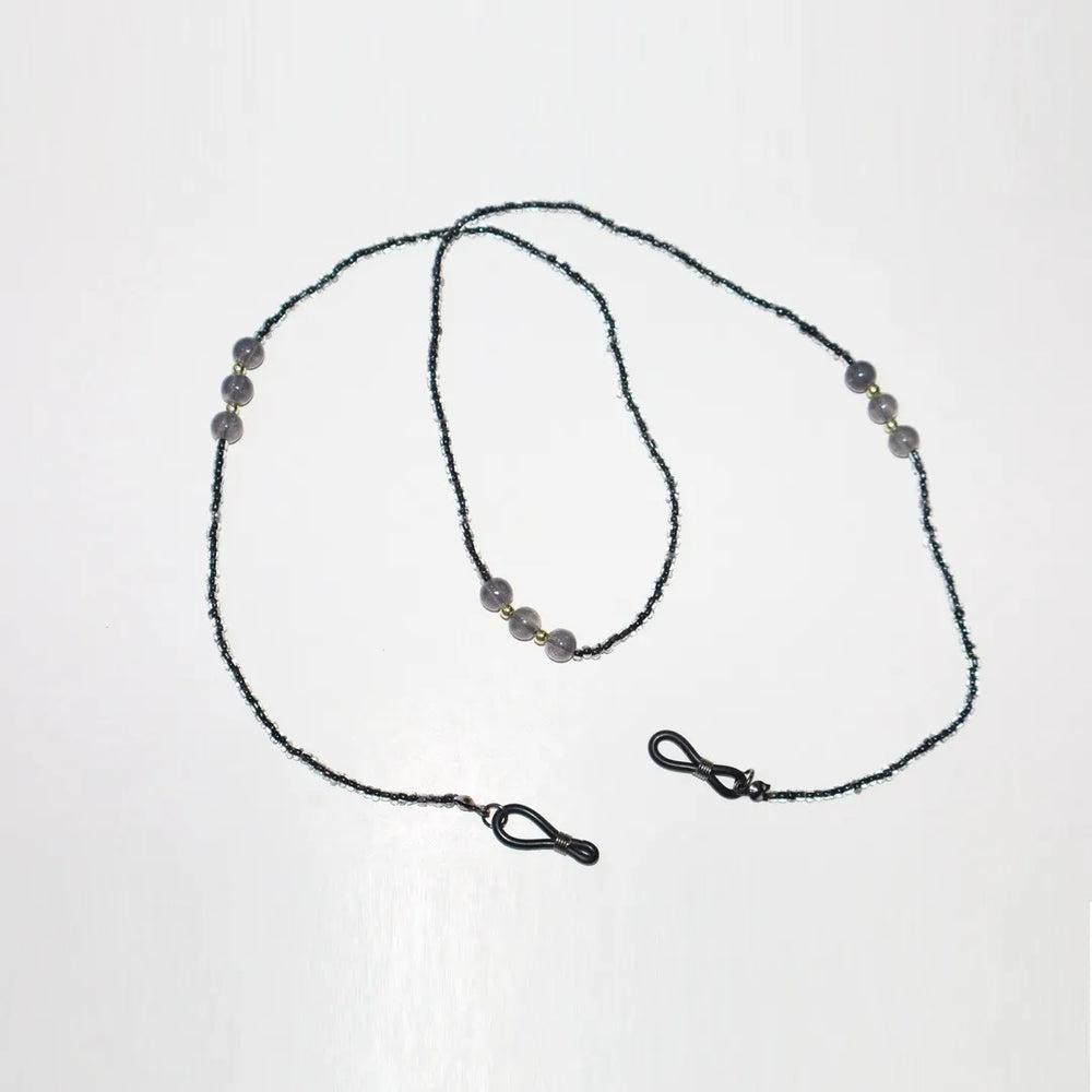 Handmade Black & Smokey Grey Beads Glasses Chain