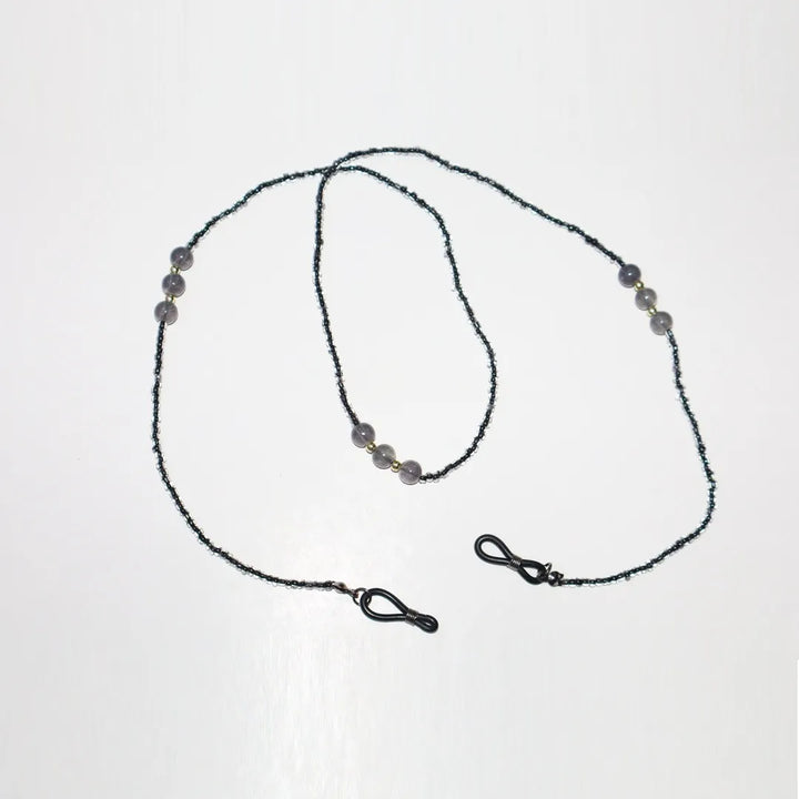 Handmade Black & Smokey Grey Beads Glasses Chain