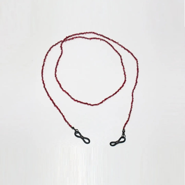 Handmade Burgundy Red Glass Beads Glasses Chain