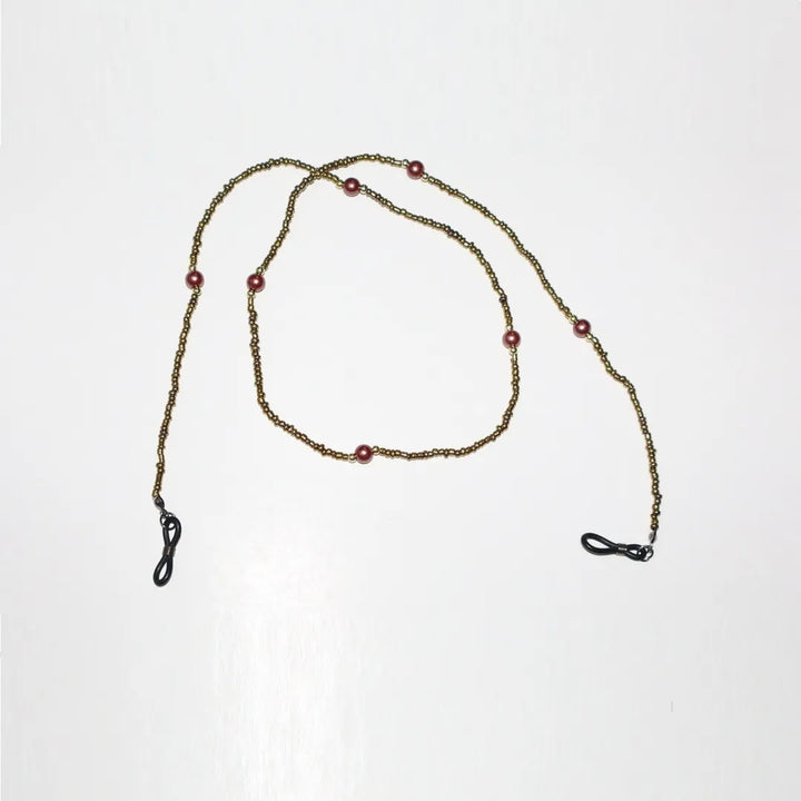 Handmade Gold & Rose Bronze Pearls Glasses Chain