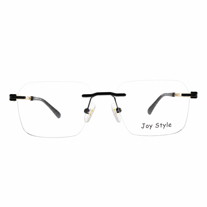 Joy Style For Unisex Eyeglasses Rimless Square Shape Size 53 120357jc1 Brown Gold