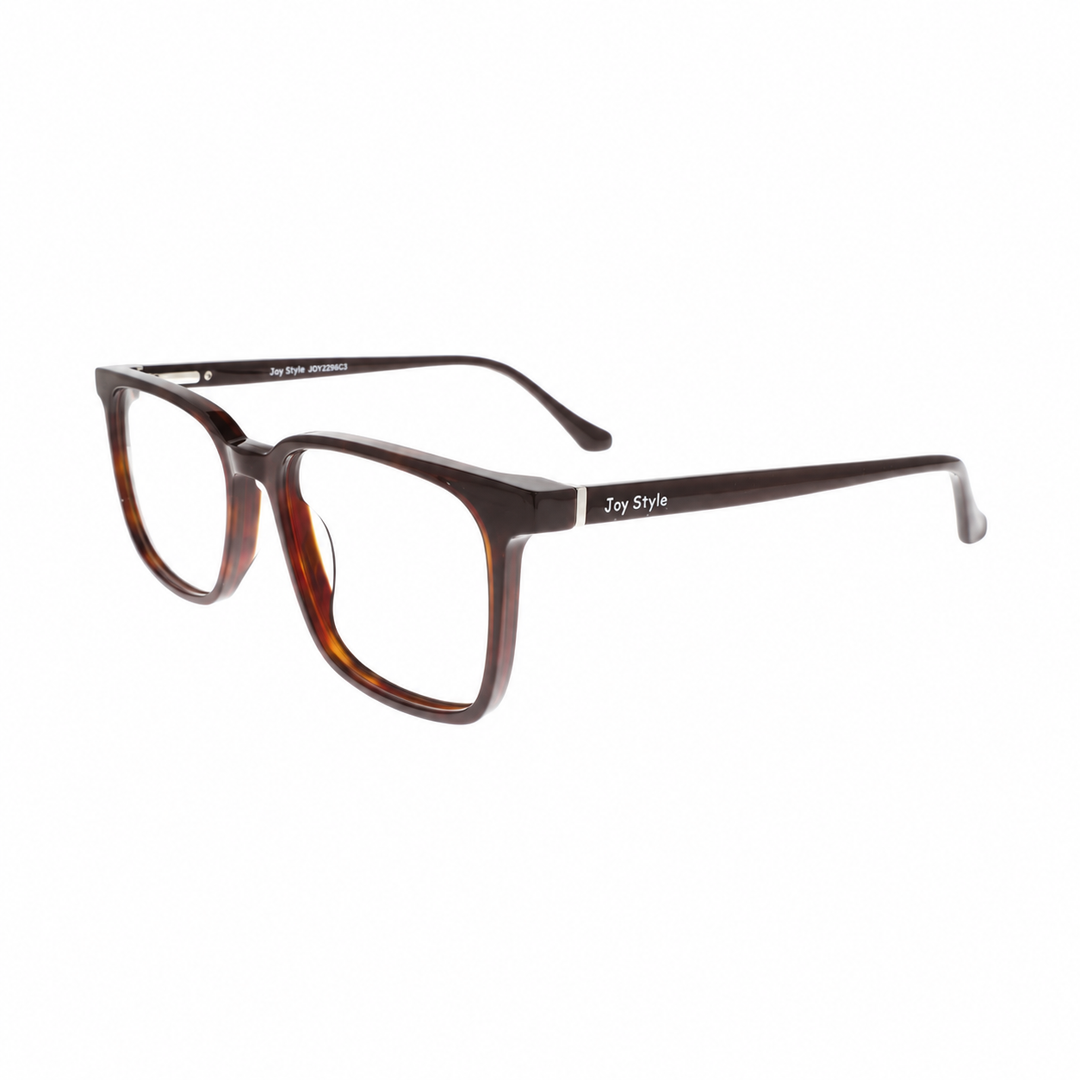 Joy Style JOY2296C3 brown eyeglasses angled view on pure white background