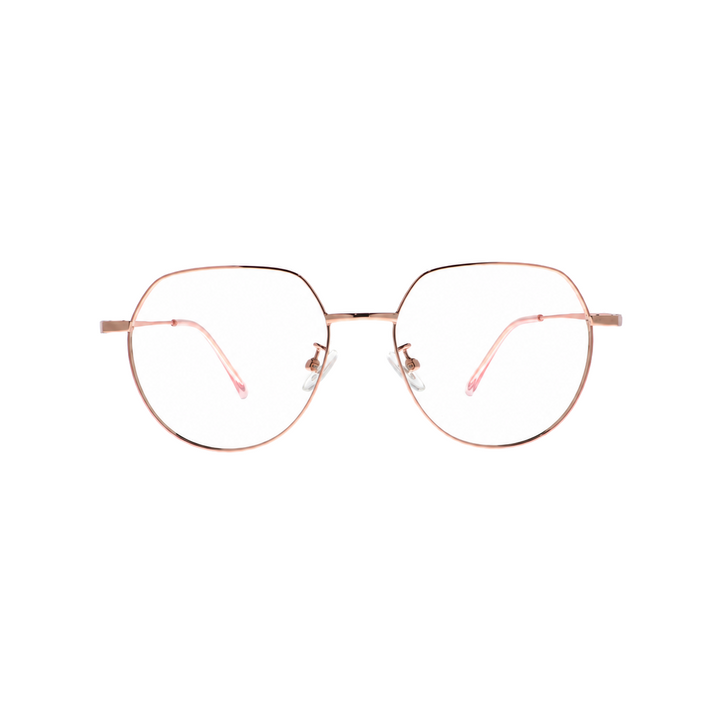 نظارة نسائية من Joy Style بإطار معدني دائري مقاس 52 25001c1 لون ذهبي وردي