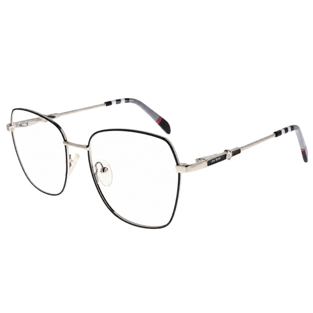 نظارة طبية نسائية بشكل مربع من Joy Style 50 3009c2، لون أسود وفضي