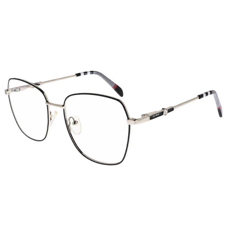 نظارة طبية نسائية بشكل مربع من Joy Style 50 3009c2، لون أسود وفضي