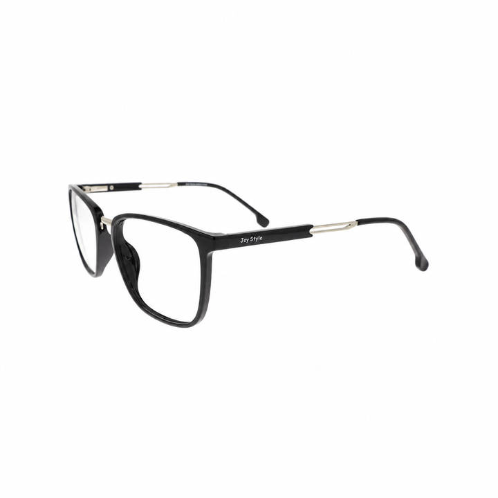 Joy Style JOY6802C4 black eyeglasses angled view on pure white background