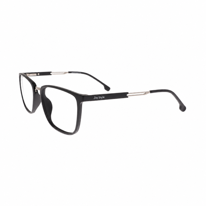 Joy Style JOY6802C5 black eyeglasses angled view on pure white background
