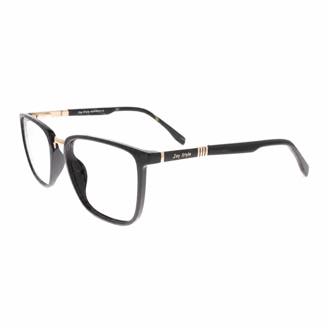Joy Style JOY6803C1 black eyeglasses angled view on pure white background