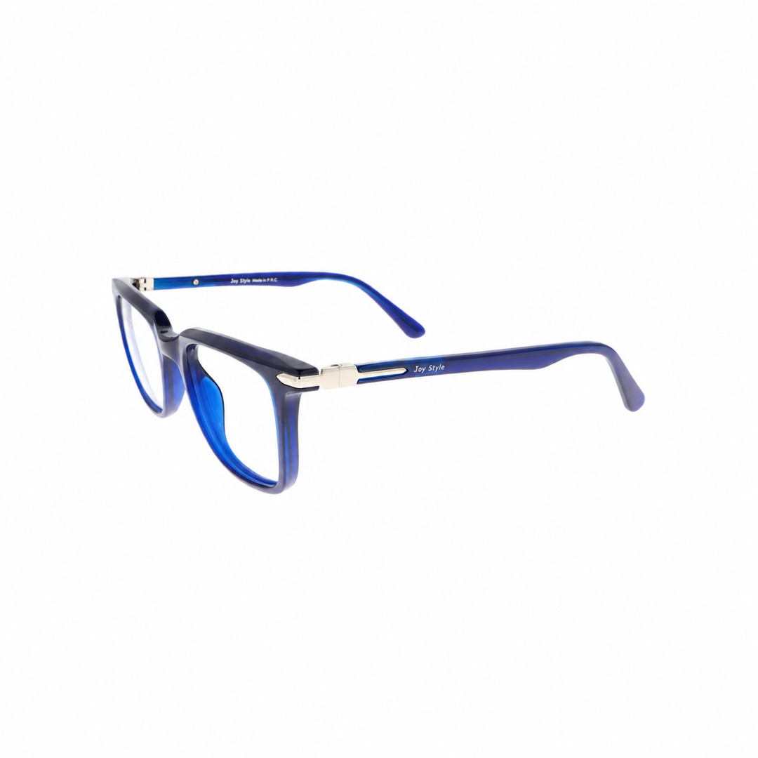 Joy Style 8003C3 Blue eyeglasses angled view on white background