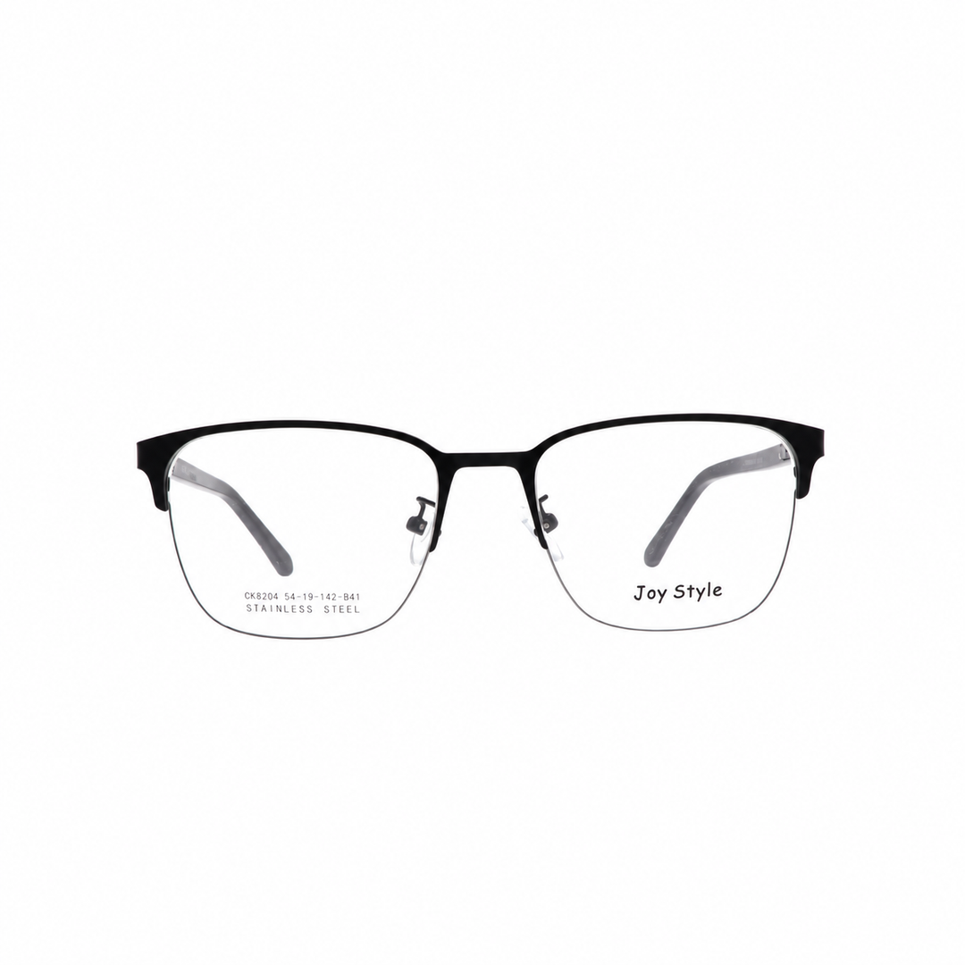 Joy Style For Unisex Metal Eyeglasses Semi-Rimless Square Shape Size 54 8204c1 Matte Black