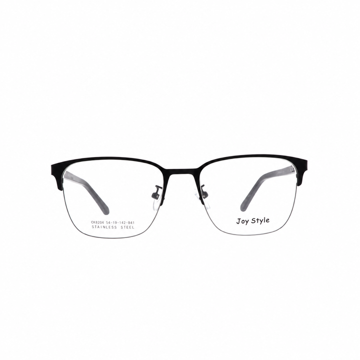 Joy Style For Unisex Metal Eyeglasses Semi-Rimless Square Shape Size 54 8204c1 Matte Black