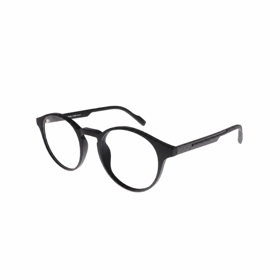Joy Style JOY8868C2 matte black round eyeglasses angle view